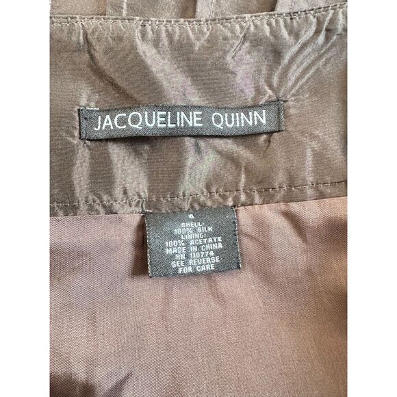 Vintage Y2k Brown Pleated Silk Skirt High Waist Textured Hem A-Line Lined size 6 - Picture 7 of 7